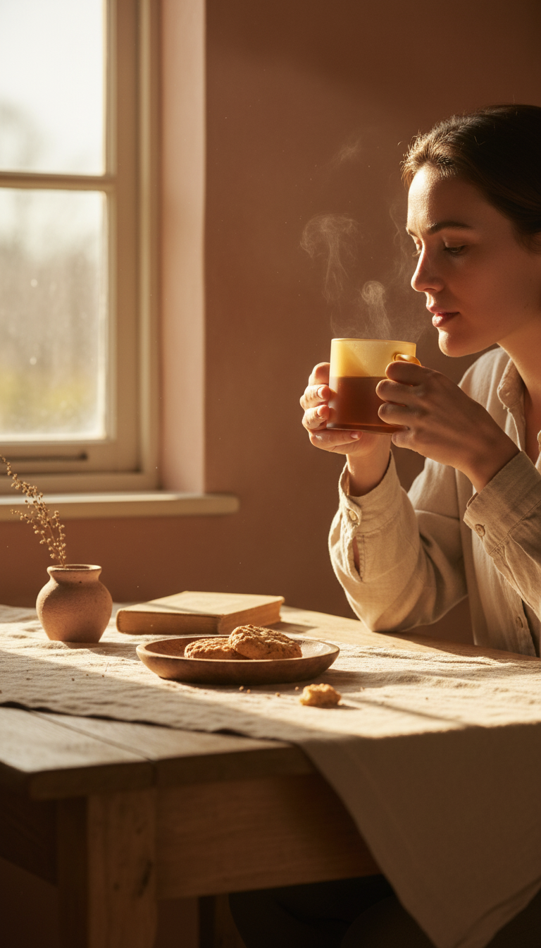 Amber Edition Minimalist Mug in use